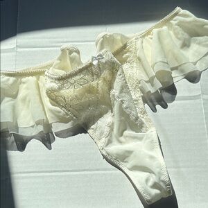 For bundles only - SAKI SILVER mesh panties thong ruffle trim Cream XL